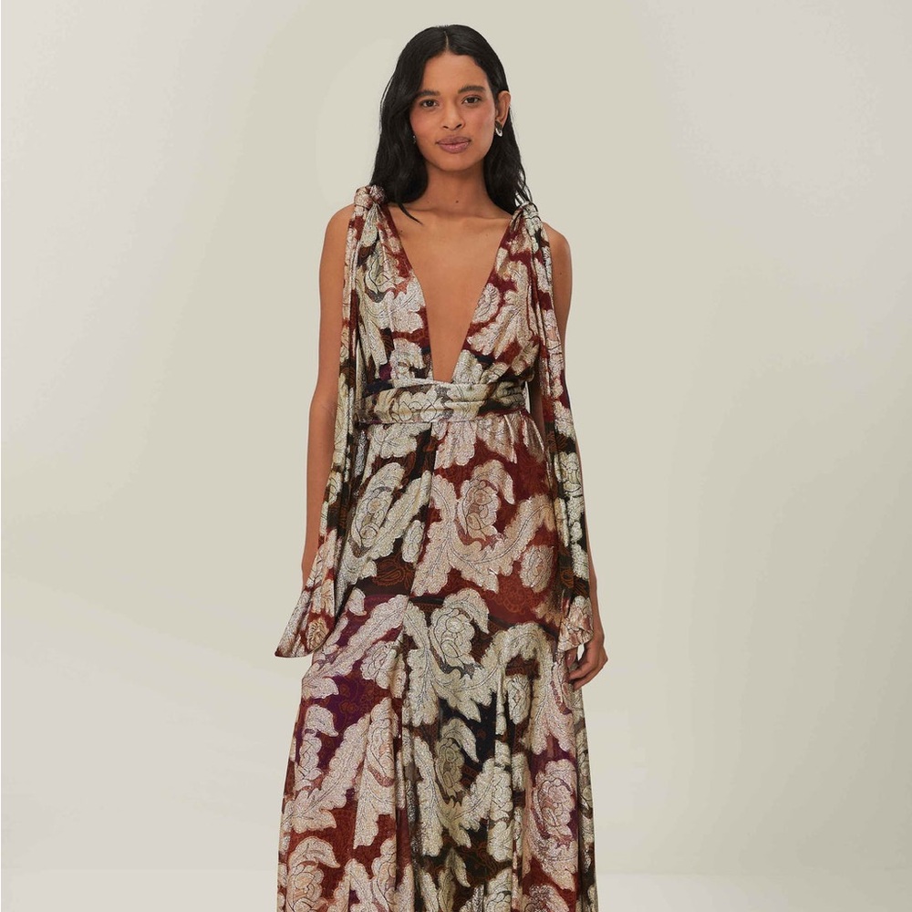 FARM Rio Jacquard Lurex Sleeveless Maxi Dress, size small